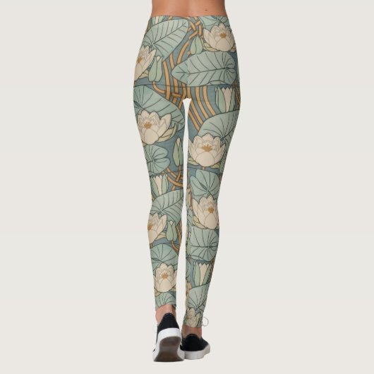 Water Lilies Lily Art Nouveau Natuur Leggings (Achterkant)