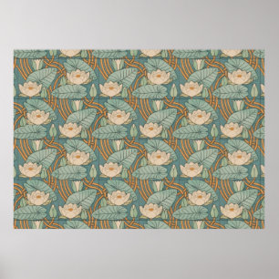 Water Lilies Lily Art Nouveau Natuur Poster