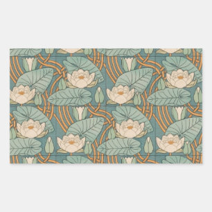 Water Lilies Lily Art Nouveau Natuur Rechthoekige Sticker