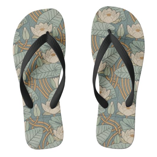 Water Lilies Lily Art Nouveau Natuur Teenslippers (Voetbed)