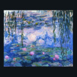 Water Lilies Poster<br><div class="desc">Claude Monet work of art. Water lilies and weeping willows on a pond reflecting the gorgeous cloud filled blue sky.</div>
