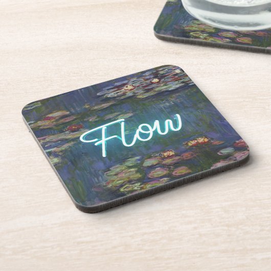 Water Lilies Remix – Neon “FLOW” Wall Art & Gifts Bier Onderzetter (Linkerzijde)