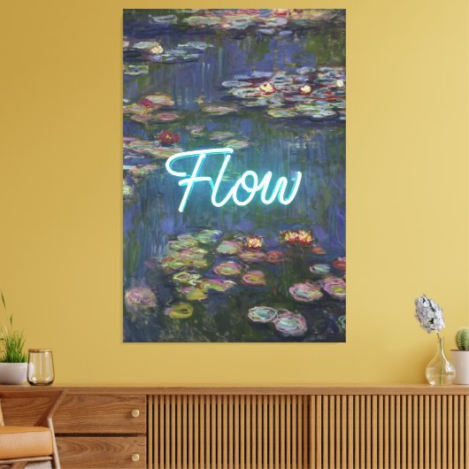 Water Lilies Remix – Neon “FLOW” Wall Art & Gifts Canvas Afdruk (Insitu (Woonkamer))
