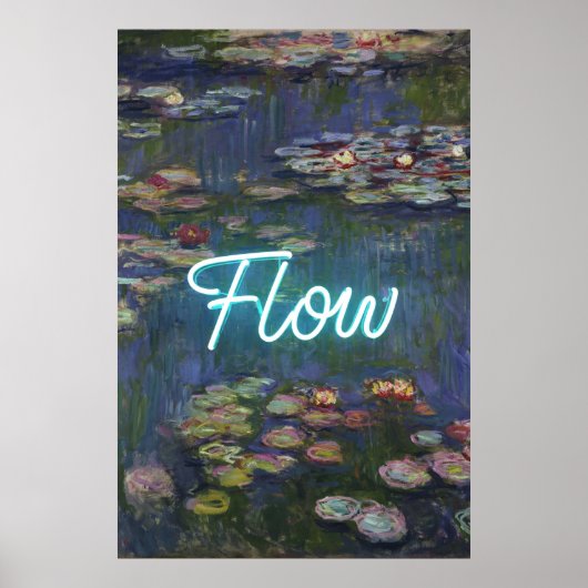 Water Lilies Remix – Neon “FLOW” Wall Art & Gifts Poster (Voorkant)