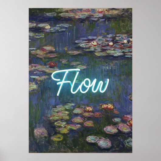 Water Lilies Remix – Neon “FLOW” Wall Art & Gifts Poster (Voorkant)