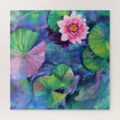 Water Lilies Roze Bloemvlakker Puzzle - Schilderen Legpuzzel (Horizontaal)
