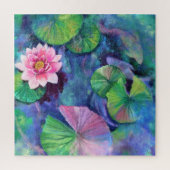 Water Lilies Roze Bloemvlakker Puzzle - Schilderen Legpuzzel (Verticaal)