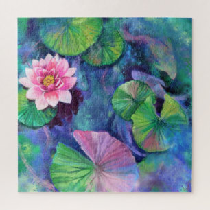 Water Lilies Roze Bloemvlakker Puzzle - Schilderen Legpuzzel