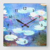 Water Lilies, Roze - Prachtige kunst van Claude Mo Vierkante Klok (Voorkant)