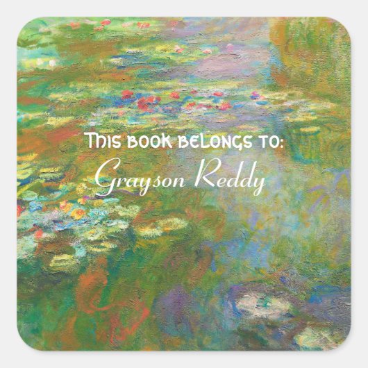 Water Lilies van Claude Monet Vierkante Sticker (Voorkant)