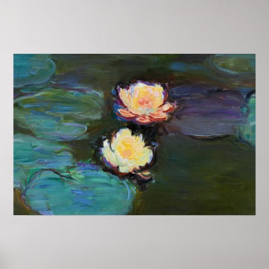 Water Lillies Botanische Schilderij Poster (Voorkant)