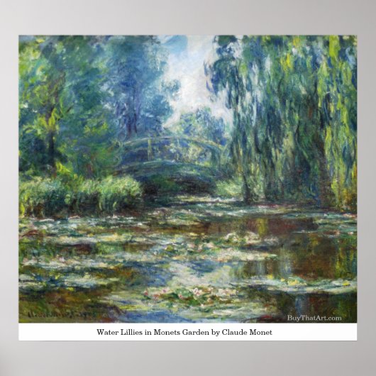 Water Lillies in Monets Garden door Claude Monet Poster (Voorkant)