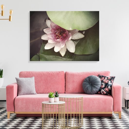 Water Lilly, Lotus Fotografie Muurkunst Canvas Afdruk (Insitu (Woonkamer))