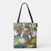 Water Lilly Pond waterverf canvas tas (Achterkant)