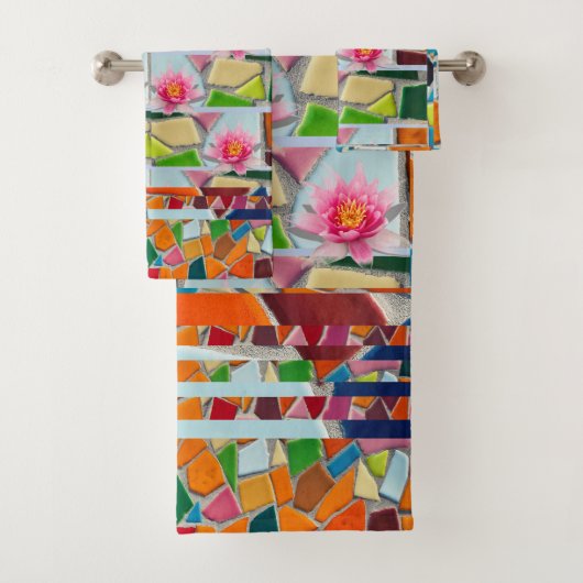 Water Lily Abstract Mosaic Pattern Bad Handdoek (Insitu)