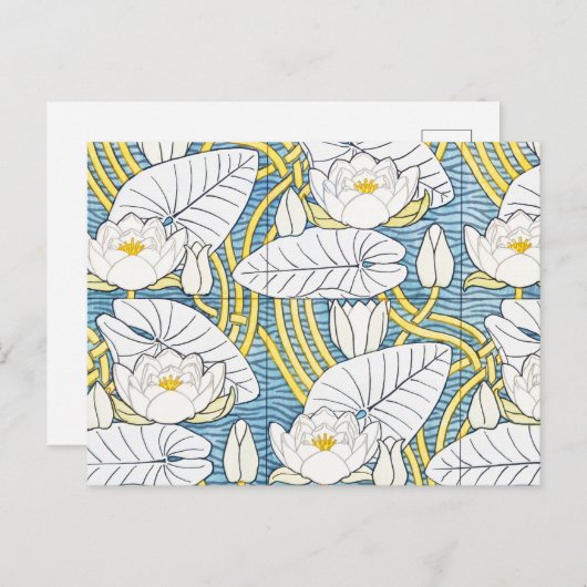Water Lily Art Nouveau Floral Briefkaart (Voorkant / Achterkant)