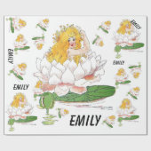 Water Lily Cute Flower Child Floral Fairy Girl Cadeaupapier (Vlak)
