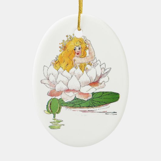 Water Lily Cute Flower Child Floral Fairy Girl Keramisch Ornament (Voorkant)