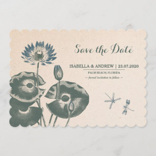 Water Lily en Dragonfly sparen de datum Save The Date
