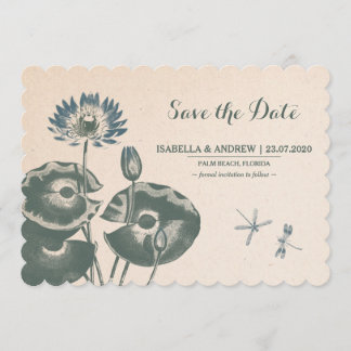Water Lily en Dragonfly sparen de datum Save The Date