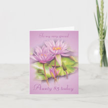 Water lily floral Aunty 85th verjaardagskaart