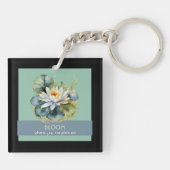 Water Lily Flower Inspirerend Quote  Groen Sleutelhanger (Achterkant)