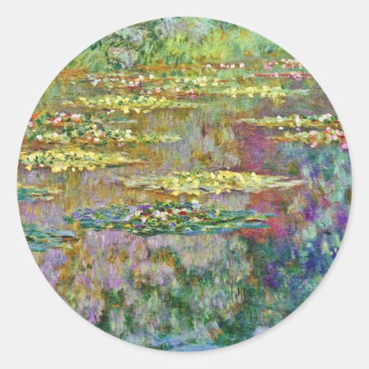 Water Lily Flowers Claude Monet Fine Art Ronde Sticker (Voorkant)