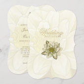 Water Lily Gold Cream Wedding Kaart (Voorkant / Achterkant)