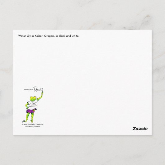 Water Lily in Black & White in Keizer, Oregon Briefkaart (Achterkant)