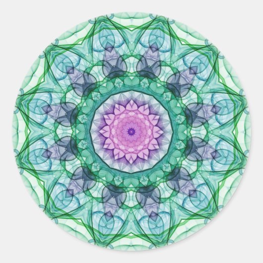 Water Lily kaleidoscoop Ronde Sticker (Voorkant)