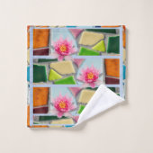 Water Lily Light Blue Gray Mosaic Pattern Bad Handdoek (Wasdoekje)