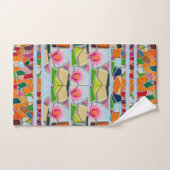 Water Lily Light Blue Gray Mosaic Pattern Bad Handdoek (Handdoek)