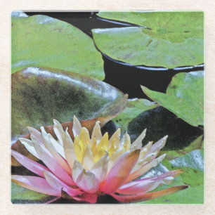 WATER LILY & LILY PADS GLAZEN ONDERZETTER