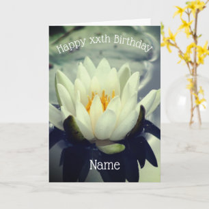 Water Lily Lotus Flower Personalized Birthday Kaar Kaart