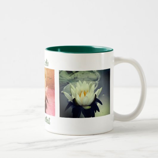 Water Lily Lotus Flower Personalized Tweekleurige Koffiemok (Rechts)