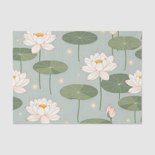 Water Lily Lotus Pond Pattern Tissuepapier (Voorkant)