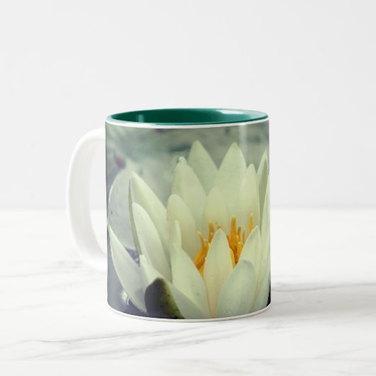 Water Lily Lotus sluit persoonlijke Tweekleurige Koffiemok (Voorkant links)