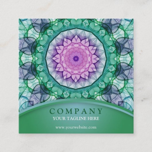 Water Lily Mandala Vierkante Visitekaartje (Voorkant)