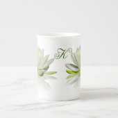 Water Lily met monogram Porselein Kop (Voorkant)