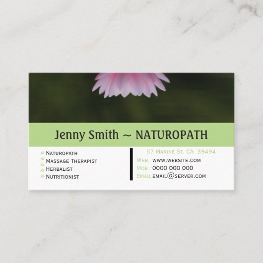 Water Lily Naturopath Afspraak Visitekaartje Afsprakenkaartje (Voorkant)