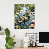Water Lily Otter River Joy Poster (Thuiskantoor)