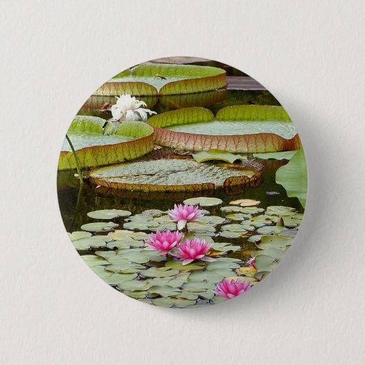 Water Lily Pads Ponds Ronde Button 5,7 Cm (Voorkant)