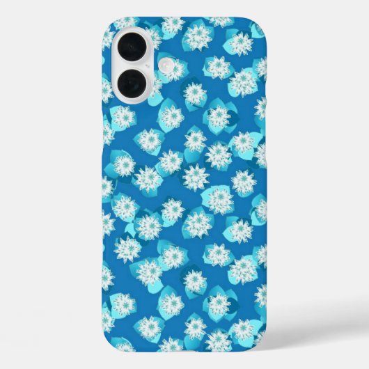 Water Lily patroon, turquoise, blauw en wit Case-Mate iPhone Case (Achterkant)