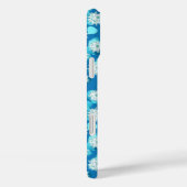 Water Lily patroon, turquoise, blauw en wit Case-Mate iPhone Case (Achterkant / Rechts)