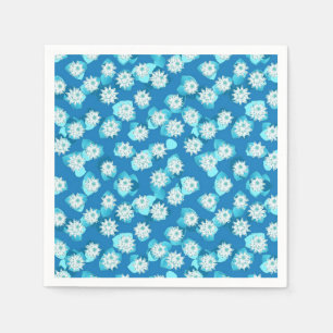 Water Lily patroon, turquoise, blauw en wit Servet