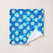 Water Lily Pattern, Turquoise, Blue and White Bad Handdoek (Wasdoekje)