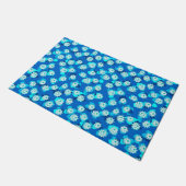 Water Lily Pattern, Turquoise, Blue and White Deurmat (Schuin)