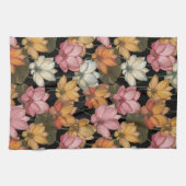 Water Lily Pink Yellow op zwart Theedoek (Horizontaal)