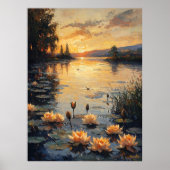 Water Lily Pond bij zonsondergang in impressionist Poster (Voorkant)