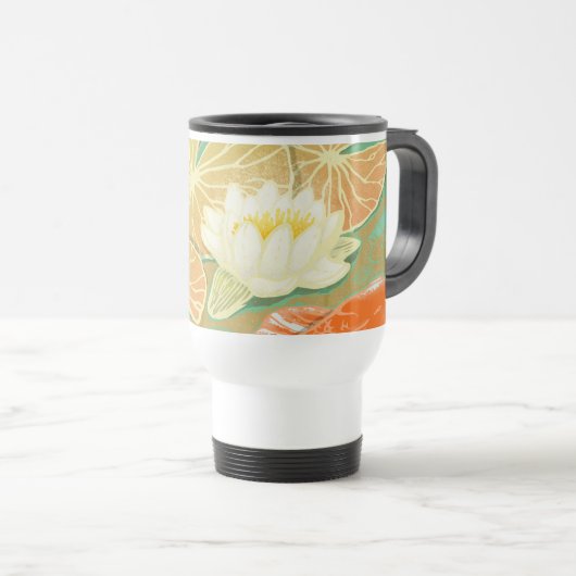 Water Lily Pond Carp Koi Fish Travel Mug Reisbeker (Voorkant rechts)
